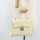 FENDI Hand Bag Patent leather Ivory Silver Auth YKZ263-25