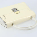 FENDI Hand Bag Patent leather Ivory Silver Auth YKZ263-6