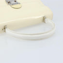FENDI Hand Bag Patent leather Ivory Silver Auth YKZ263-7