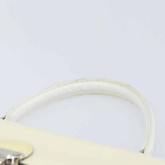 FENDI Hand Bag Patent leather Ivory Silver Auth YKZ263