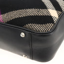 BURBERRY Nova Check Hand Bag Wool Black Auth YKZ271A-12