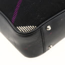 BURBERRY Nova Check Hand Bag Wool Black Auth YKZ271A-13