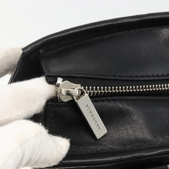 BURBERRY Nova Check Hand Bag Wool Black Auth YKZ271A