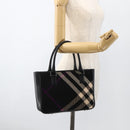 BURBERRY Nova Check Hand Bag Wool Black Auth YKZ271A-22