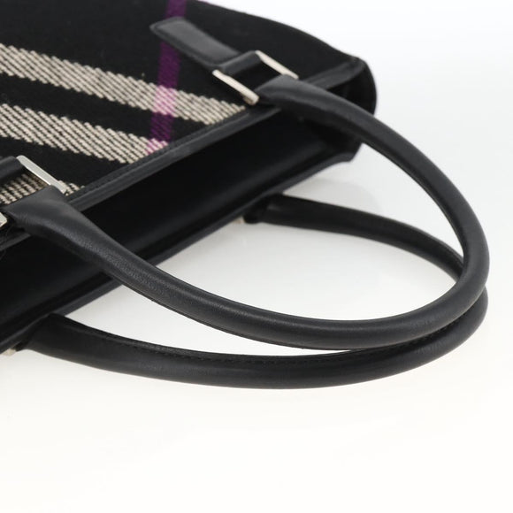BURBERRY Nova Check Hand Bag Wool Black Auth YKZ271A