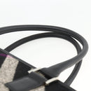 BURBERRY Nova Check Hand Bag Wool Black Auth YKZ271A-8