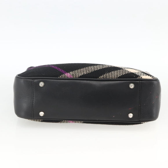 BURBERRY Nova Check Hand Bag Wool Black Auth YKZ271A