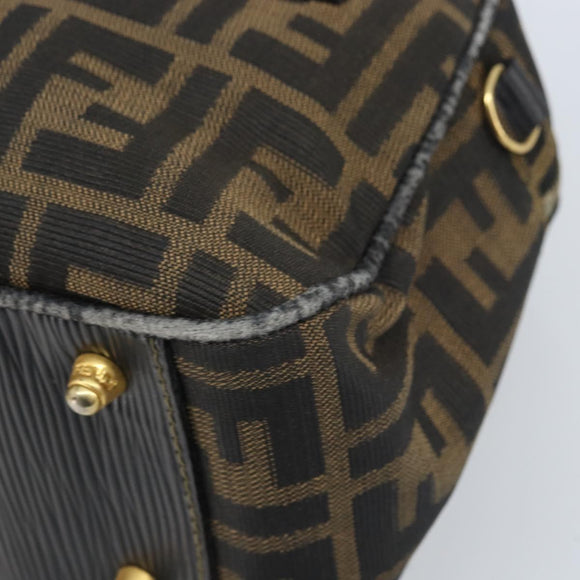 FENDI Zucca Canvas Hand Bag Black Brown Auth YKZ272