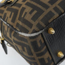 FENDI Zucca Canvas Hand Bag Black Brown Auth YKZ272-14