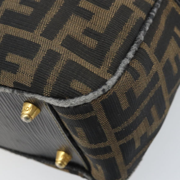 FENDI Zucca Canvas Hand Bag Black Brown Auth YKZ272