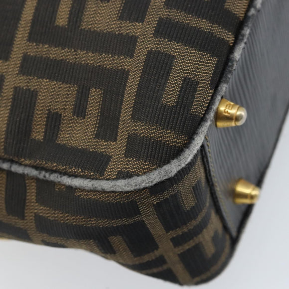 FENDI Zucca Canvas Hand Bag Black Brown Auth YKZ272