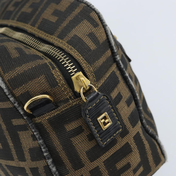 FENDI Zucca Canvas Hand Bag Black Brown Auth YKZ272