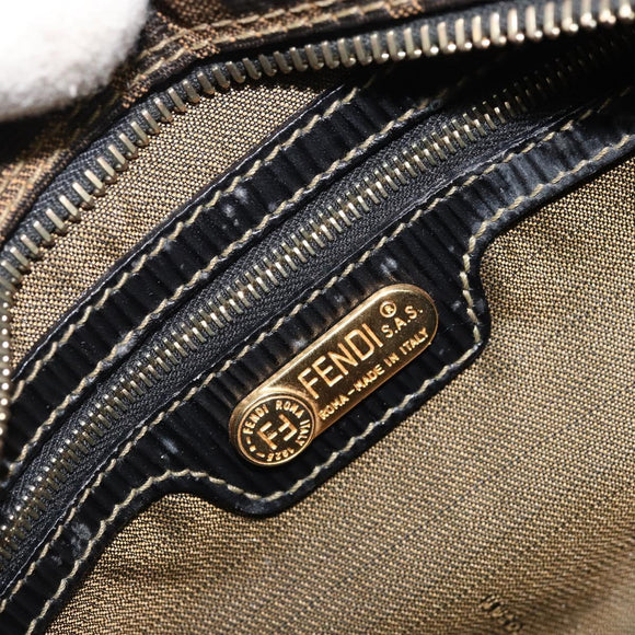 FENDI Zucca Canvas Hand Bag Black Brown Auth YKZ272