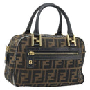 FENDI Zucca Canvas Hand Bag Black Brown Auth YKZ272-1