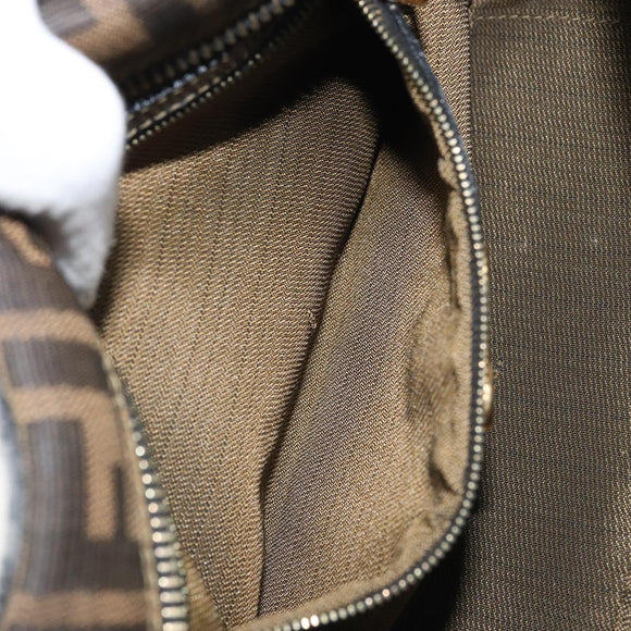 FENDI Zucca Canvas Hand Bag Black Brown Auth YKZ272
