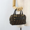 FENDI Zucca Canvas Hand Bag Black Brown Auth YKZ272-24