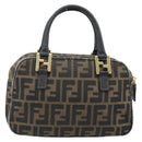 FENDI Zucca Canvas Hand Bag Black Brown Auth YKZ272-2