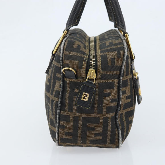 FENDI Zucca Canvas Hand Bag Black Brown Auth YKZ272