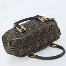 FENDI Zucca Canvas Hand Bag Black Brown Auth YKZ272-6