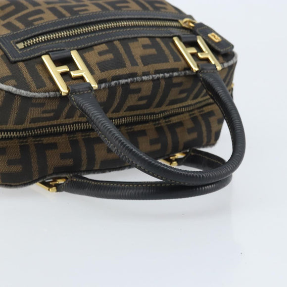 FENDI Zucca Canvas Hand Bag Black Brown Auth YKZ272