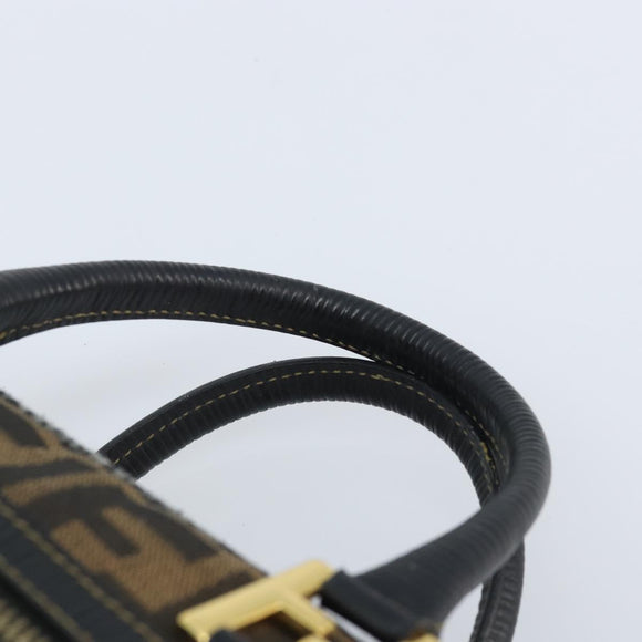 FENDI Zucca Canvas Hand Bag Black Brown Auth YKZ272