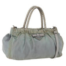 PRADA Hand Bag Nylon 2way Green Silver Auth YKZ274-1