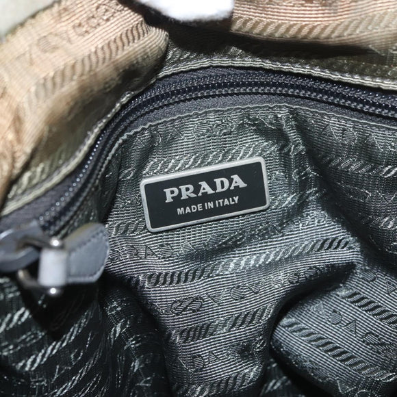 PRADA Hand Bag Nylon 2way Green Silver Auth YKZ274