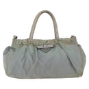 PRADA Hand Bag Nylon 2way Green Silver Auth YKZ274-2