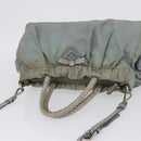 PRADA Hand Bag Nylon 2way Green Silver Auth YKZ274-6