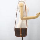 CELINE Macadam Canvas Shoulder Bag PVC Leather Brown Gold Auth YKZ286-24