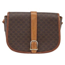 CELINE Macadam Canvas Shoulder Bag PVC Leather Brown Gold Auth YKZ286-13