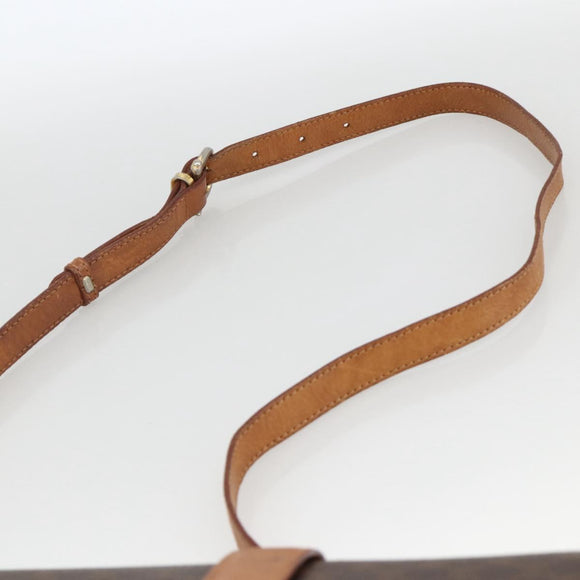 CELINE Macadam Canvas Shoulder Bag PVC Leather Brown Gold Auth YKZ286