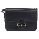 GUCCI Shoulder Bag Leather Navy Gold Auth YKZ288-13
