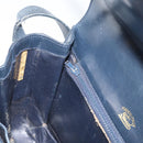 GUCCI Shoulder Bag Leather Navy Gold Auth YKZ288-22