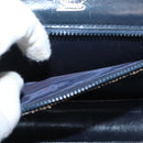 GUCCI Shoulder Bag Leather Navy Gold Auth YKZ288-23