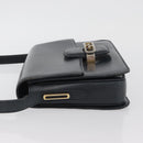 GUCCI Shoulder Bag Leather Navy Gold Auth YKZ288-4