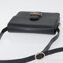 GUCCI Shoulder Bag Leather Navy Gold Auth YKZ288-6