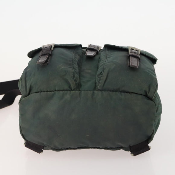 PRADA Backpack Nylon Green Silver Auth YKZ295