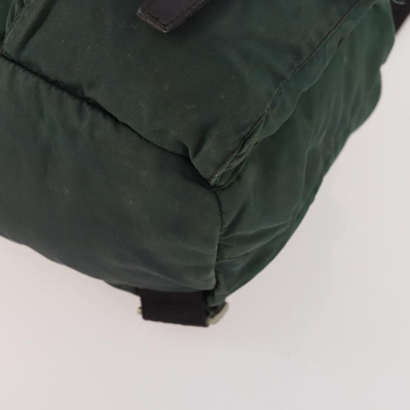PRADA Backpack Nylon Green Silver Auth YKZ295