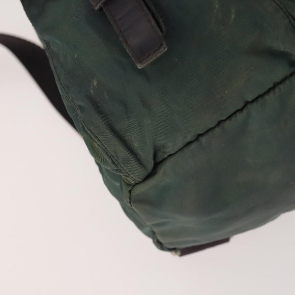 PRADA Backpack Nylon Green Silver Auth YKZ295