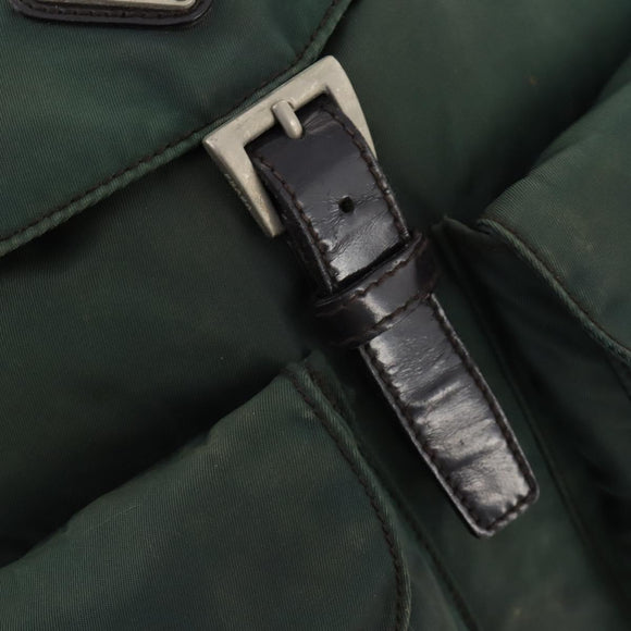 PRADA Backpack Nylon Green Silver Auth YKZ295