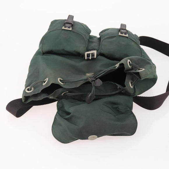 PRADA Backpack Nylon Green Silver Auth YKZ295