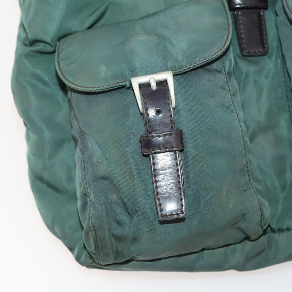 PRADA Backpack Nylon Green Silver Auth YKZ295