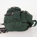 PRADA Backpack Nylon Green Silver Auth YKZ295-3