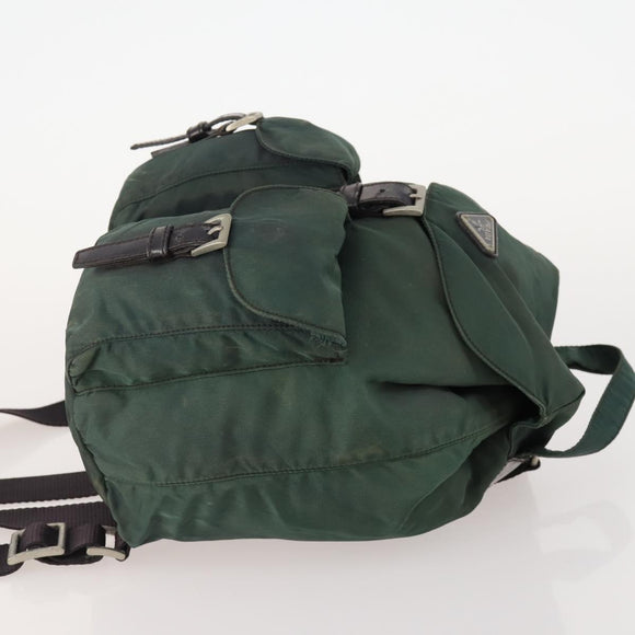 PRADA Backpack Nylon Green Silver Auth YKZ295