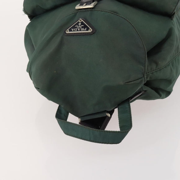 PRADA Backpack Nylon Green Silver Auth YKZ295