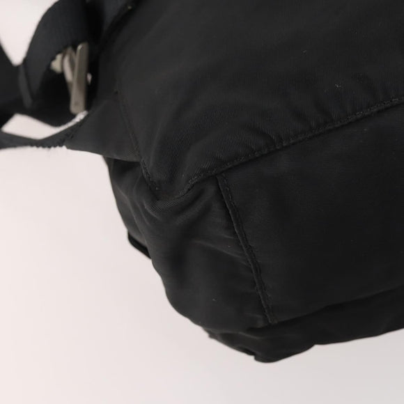 PRADA Backpack Nylon Black Silver Auth YKZ299