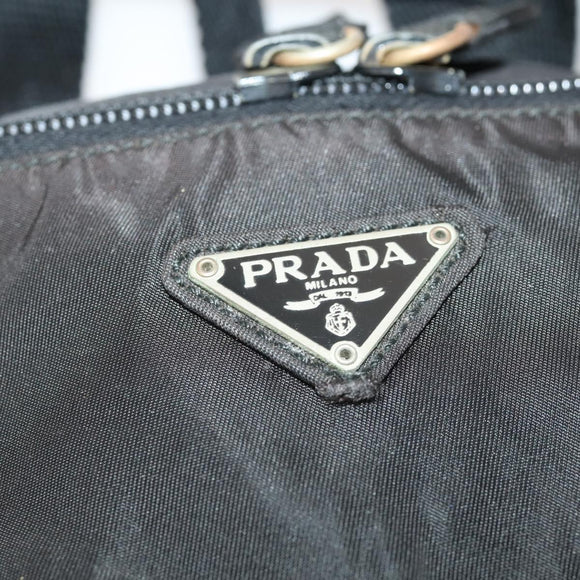 PRADA Backpack Nylon Black Silver Auth YKZ299