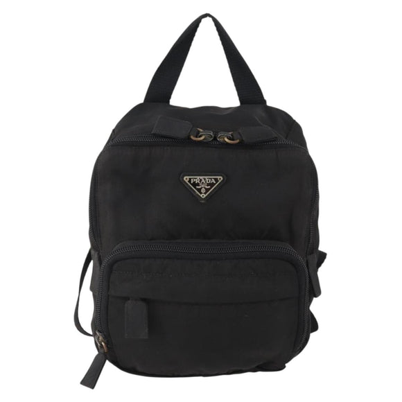 PRADA Backpack Nylon Black Silver Auth YKZ299