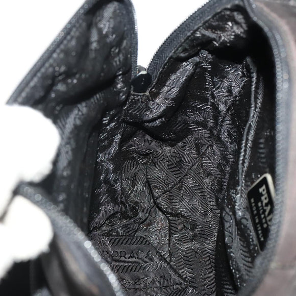 PRADA Backpack Nylon Black Silver Auth YKZ299